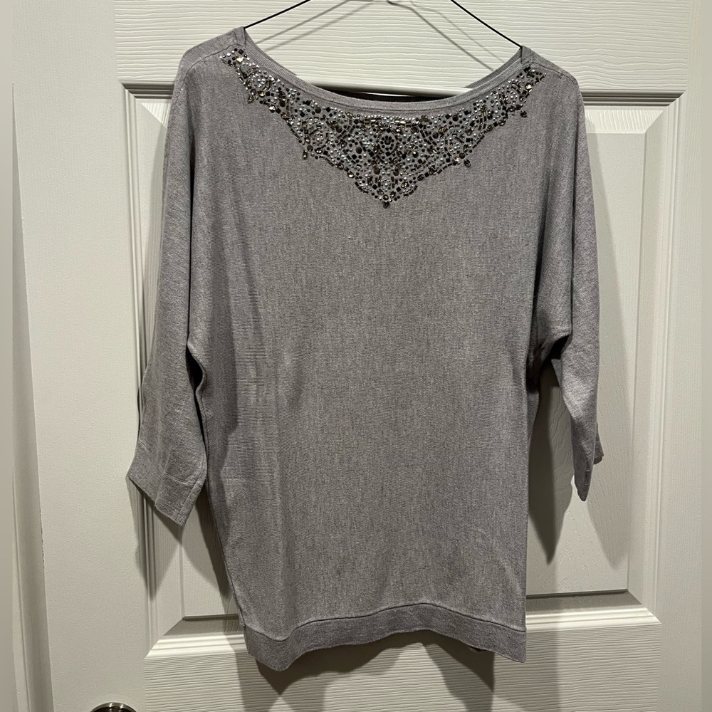 White House/Black Market crystal embellished sweater